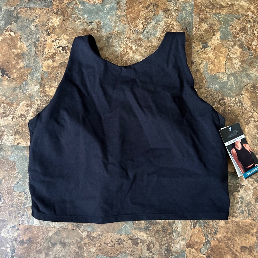 Avia Wireless Crop Sports Bra Women's Size Large (A-C) Black Moisture Wicking